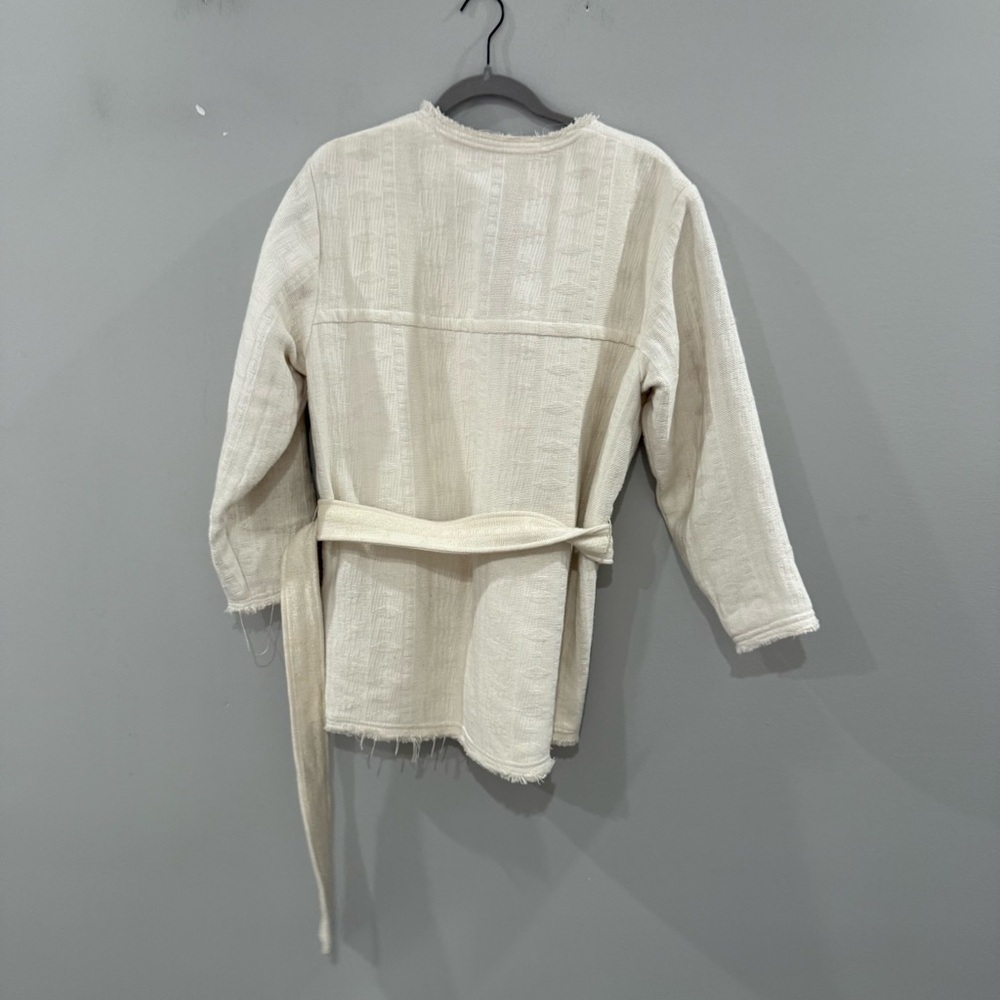 IRO Jacket Omaya Tweed Belted Long in Ivory Cream - Picture 4 of 5